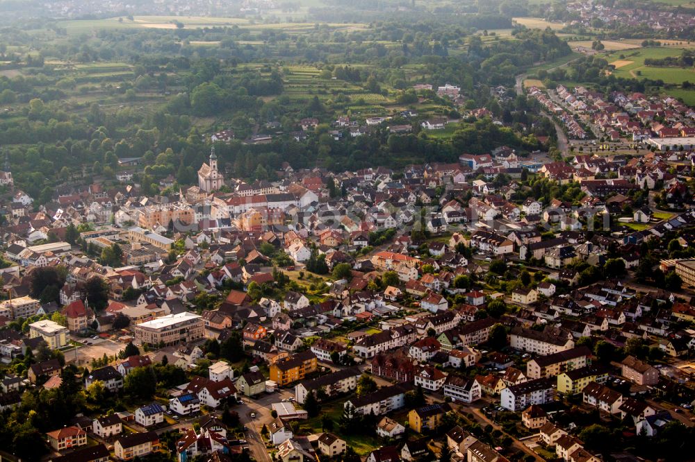 Aerial image Herbolzheim - The city center in the downtown area in Herbolzheim in the state Baden-Wuerttemberg, Germany