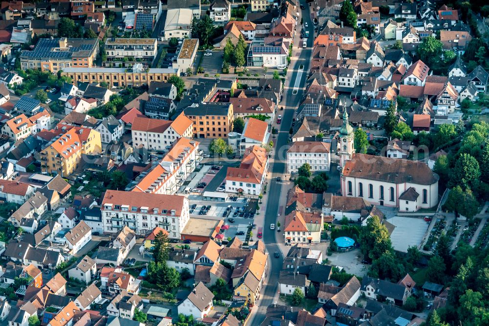 Aerial photograph Herbolzheim - The city center in the downtown area in Herbolzheim in the state Baden-Wuerttemberg, Germany