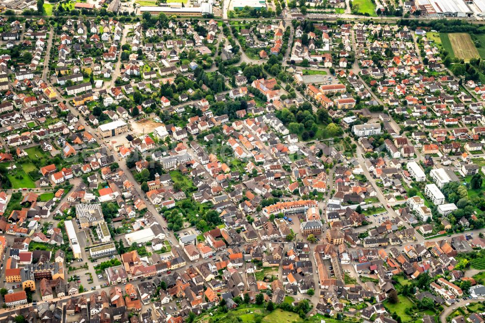 Aerial photograph Herbolzheim - The city center in the downtown area in Herbolzheim in the state Baden-Wuerttemberg, Germany