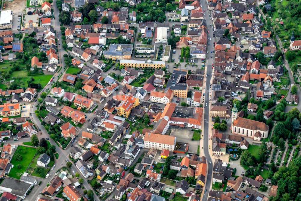 Aerial photograph Herbolzheim - The city center in the downtown area in Herbolzheim in the state Baden-Wuerttemberg, Germany