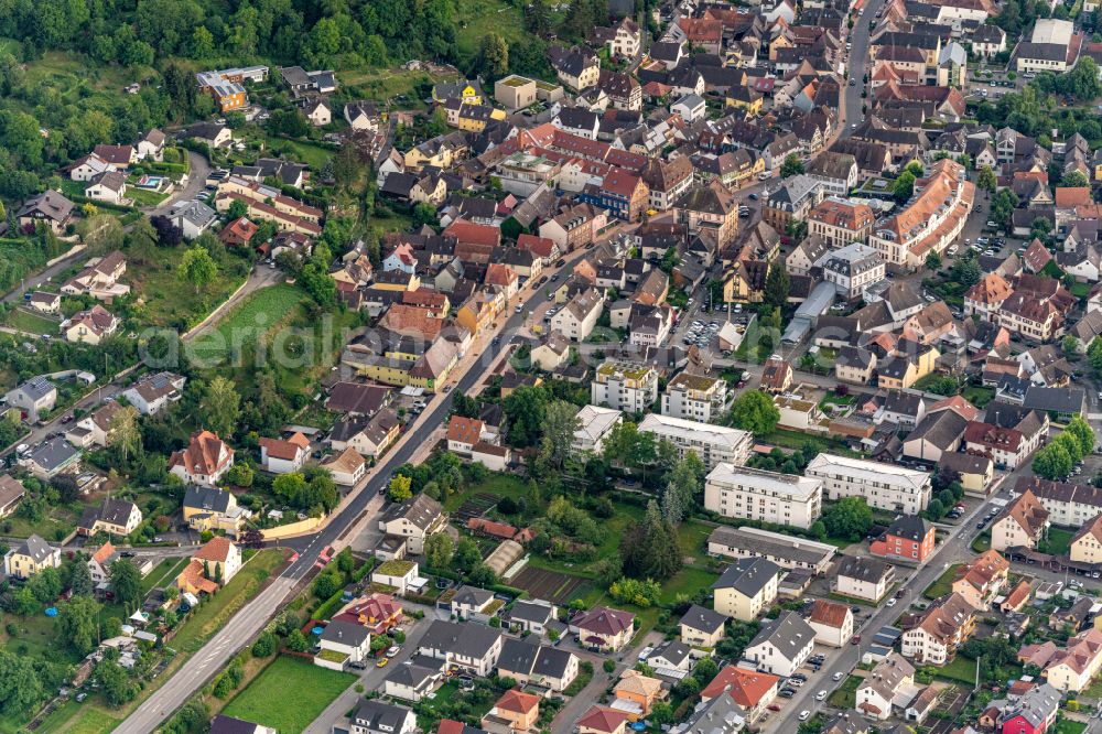 Herbolzheim from above - The city center in the downtown area in Herbolzheim in the state Baden-Wuerttemberg, Germany