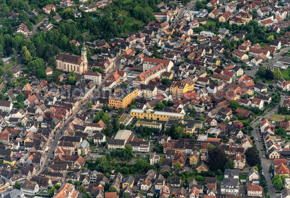 Aerial image Herbolzheim - The city center in the downtown area in Herbolzheim in the state Baden-Wuerttemberg, Germany