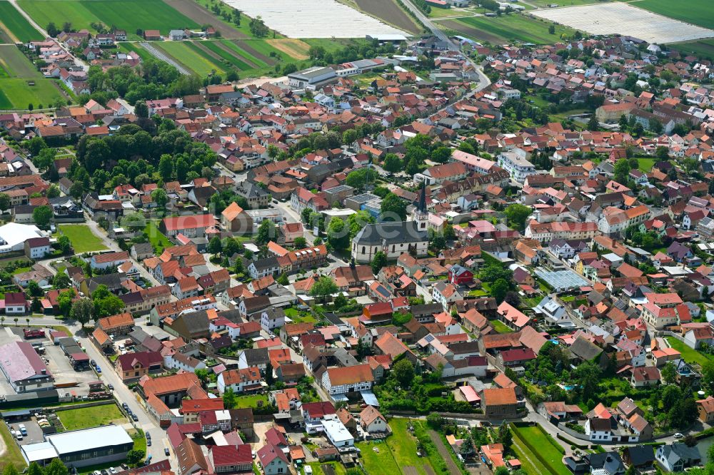 Herbsleben from above - The city center in the downtown area in Herbsleben in the state Thuringia, Germany