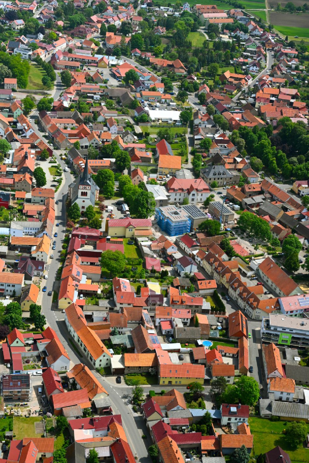 Aerial image Herbsleben - The city center in the downtown area in Herbsleben in the state Thuringia, Germany