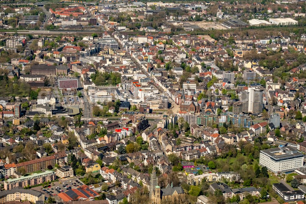 Aerial image Herne - The city center in the downtown area in Herne at Ruhrgebiet in the state North Rhine-Westphalia, Germany