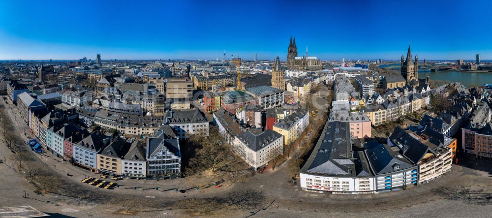 Aerial photograph Köln - The city center in the downtown area on Heumarkt on street Markmannsgasse in the district Altstadt in Cologne in the state North Rhine-Westphalia, Germany