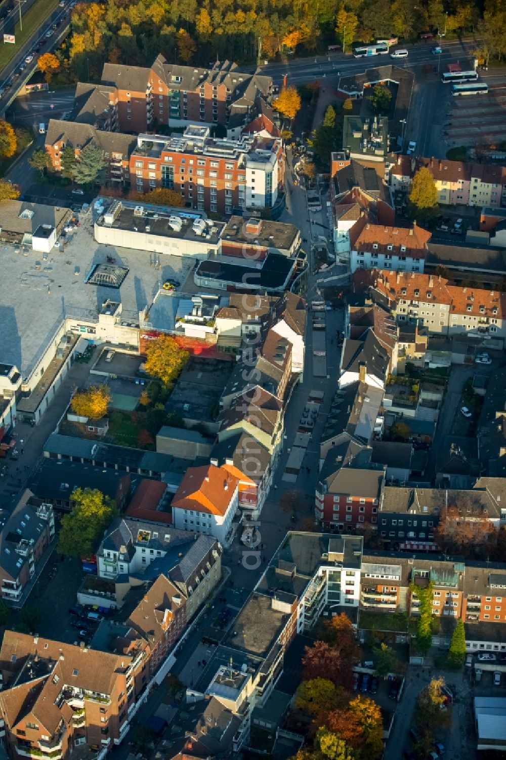 Gladbeck from above - The city center in the downtown are Hochstrasse in Gladbeck in the state North Rhine-Westphalia