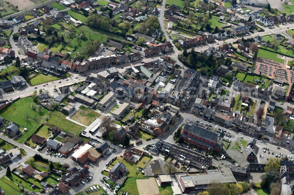 Hoeselt from the bird's eye view: The city center in the downtown area in Hoeselt in Vlaan deren, Belgium