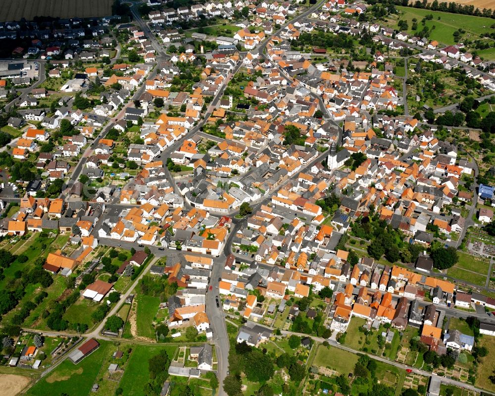 Holzheim from the bird's eye view: The city center in the downtown area in Holzheim in the state Hesse, Germany