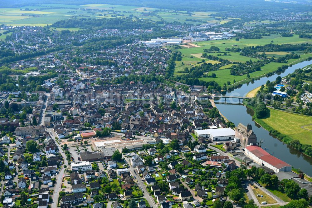 Aerial photograph Holzminden - The city center in the downtown area in Holzminden in the state Lower Saxony, Germany