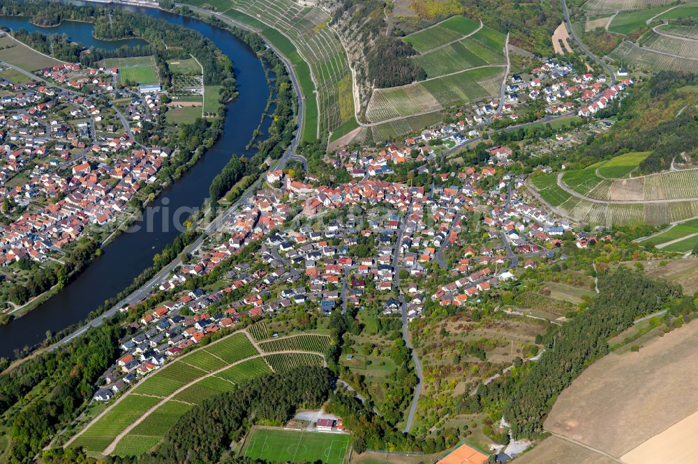 Homburg a.Main from above - The city center in the downtown area in Homburg a.Main in the state Bavaria, Germany