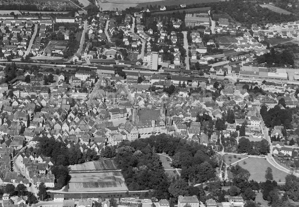 Öhringen from above - The city center in the downtown area in Oehringen in the state Baden-Wuerttemberg, Germany