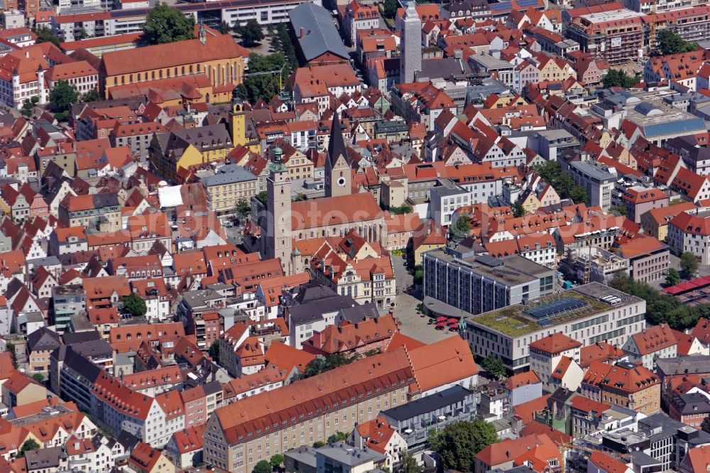 Ingolstadt from above - The city center in the downtown area in Ingolstadt in the state Bavaria