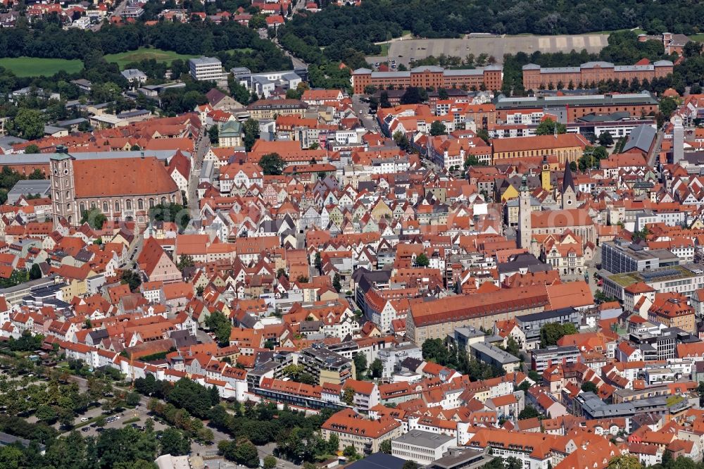 Ingolstadt from the bird's eye view: The city center in the downtown area in Ingolstadt in the state Bavaria