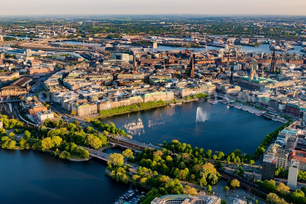 Hamburg from above - The city center in the downtown are in Hamburg in Germany