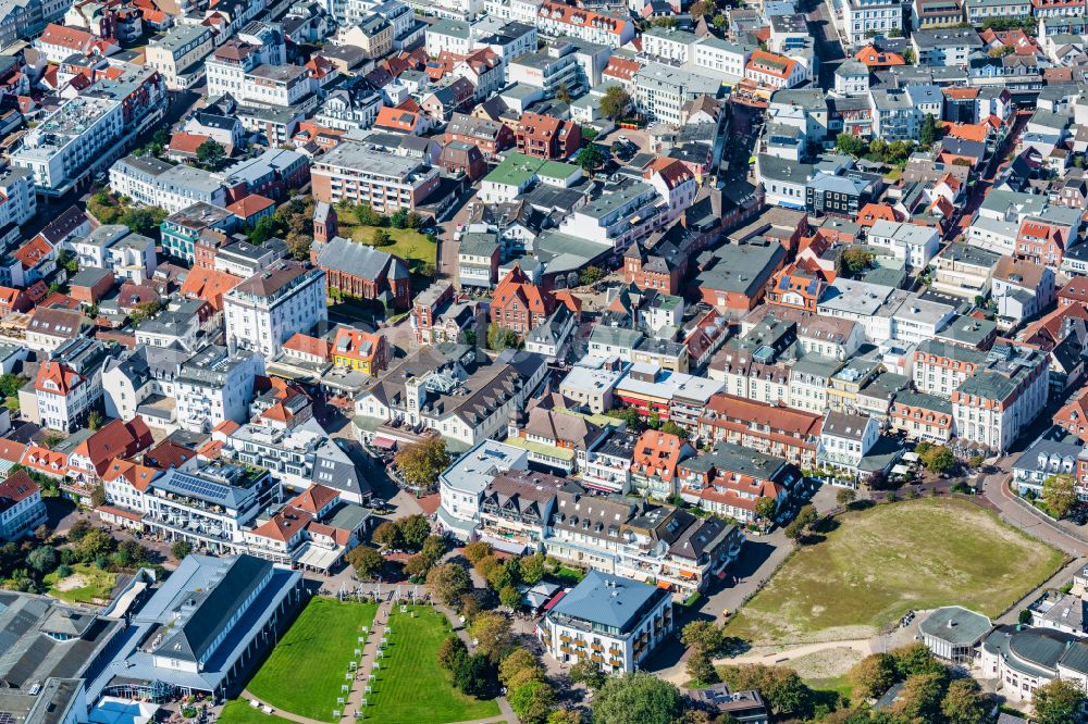 Norderney from above - City center in the inner city area on the island of Norderney in the state of Lower Saxony, Germany