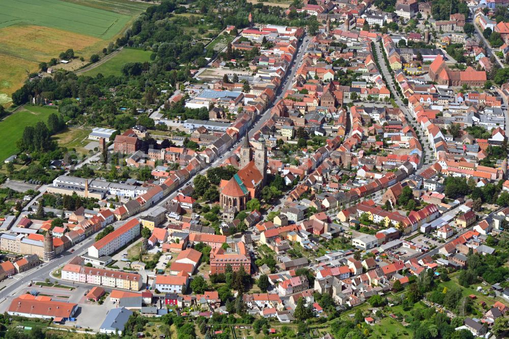 Aerial image Jüterbog - The city center in the downtown area on street Planeberg in Jueterbog in the state Brandenburg, Germany