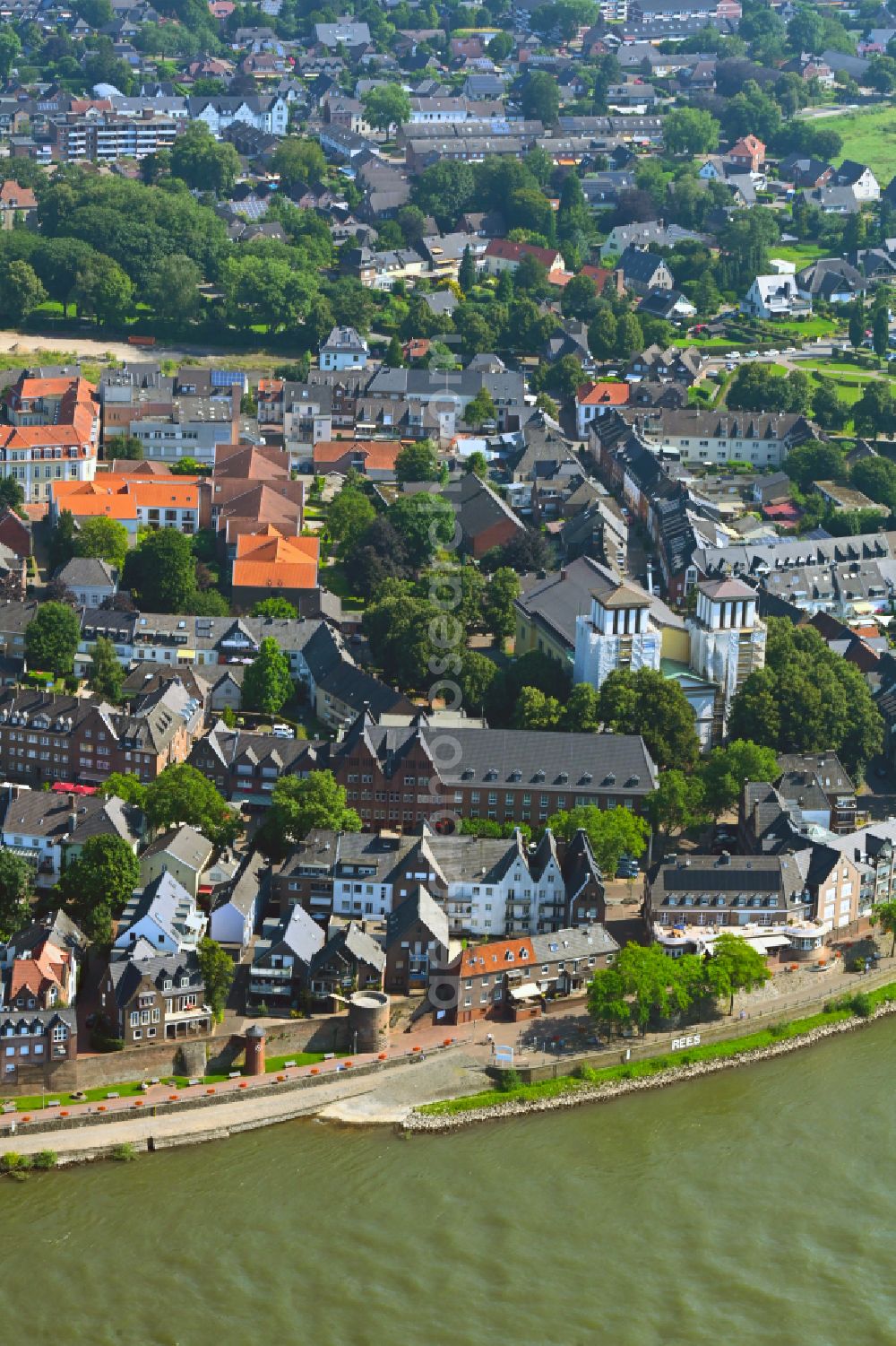 Aerial photograph Kalkar - The city center in the downtown area in Kalkar in the state North Rhine-Westphalia, Germany