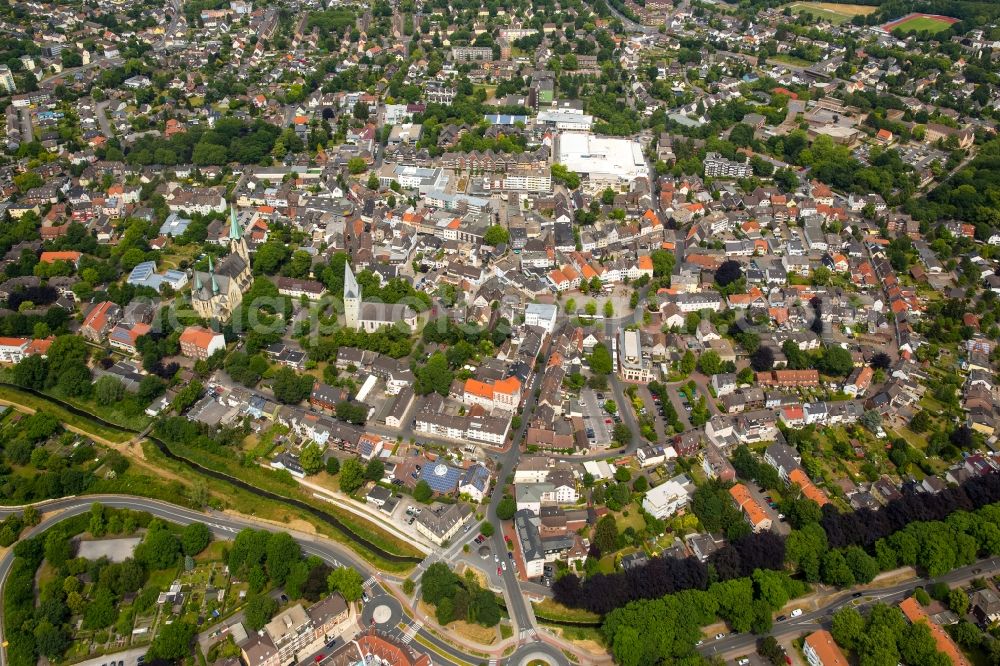 Kamen from the bird's eye view: The city center in the downtown are in Kamen in the state North Rhine-Westphalia