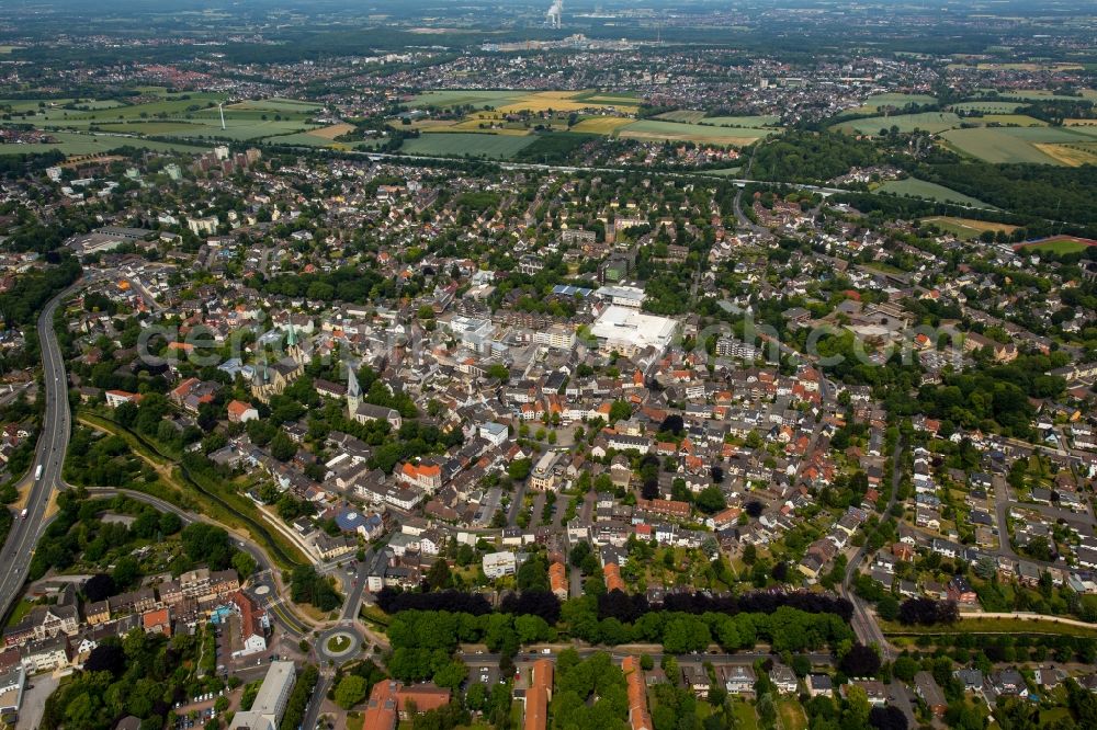 Kamen from above - The city center in the downtown are in Kamen in the state North Rhine-Westphalia