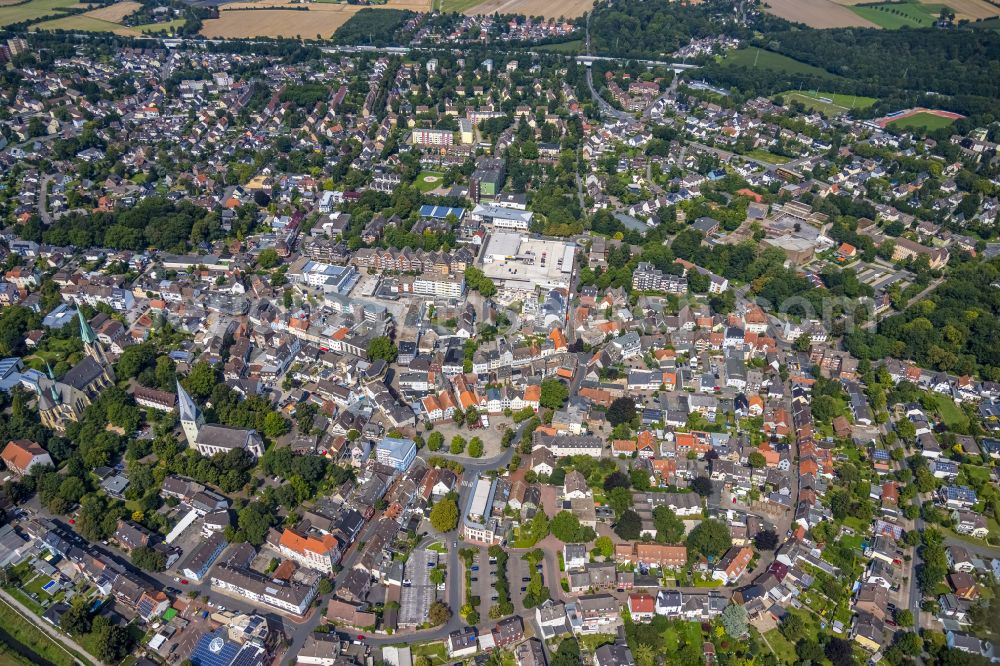 Kamen from the bird's eye view: The city center in the downtown area in Kamen at Ruhrgebiet in the state North Rhine-Westphalia, Germany