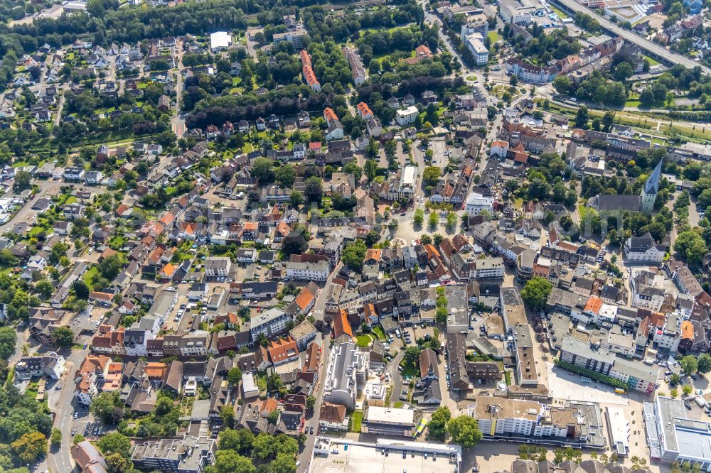 Kamen from the bird's eye view: The city center in the downtown area in Kamen at Ruhrgebiet in the state North Rhine-Westphalia, Germany