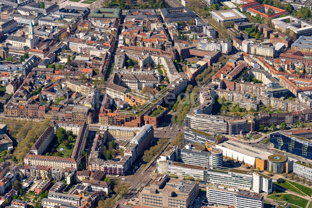 Aerial photograph Karlsruhe - The city center in the downtown area in Karlsruhe in the state Baden-Wuerttemberg, Germany