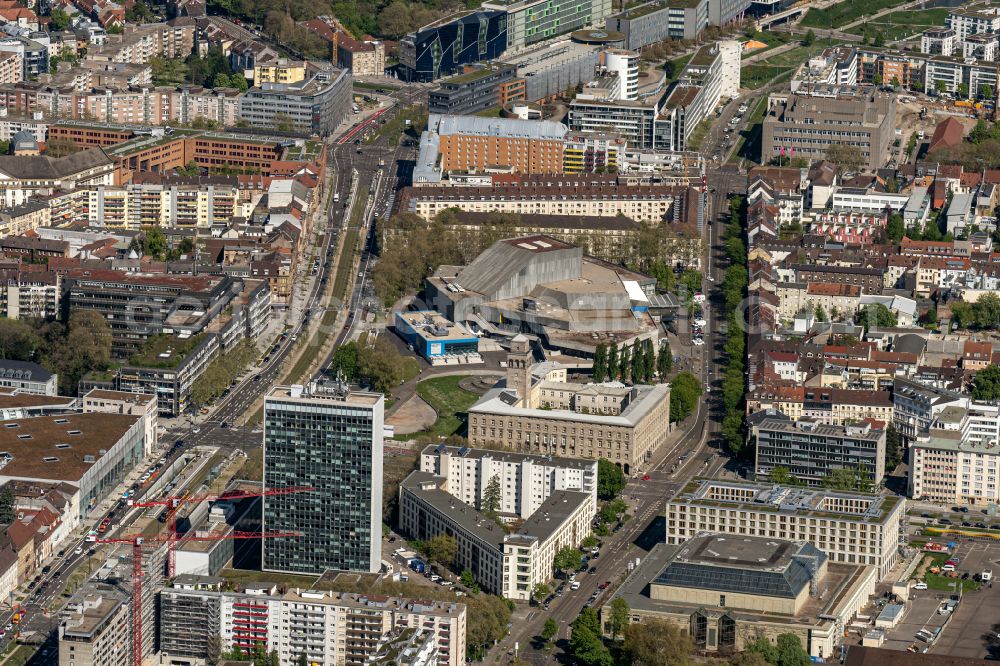 Aerial image Karlsruhe - The city center in the downtown area in Karlsruhe in the state Baden-Wuerttemberg, Germany