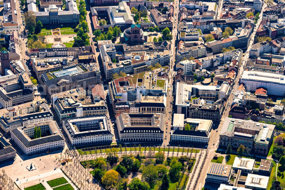 Aerial image Karlsruhe - The city center in the downtown area in Karlsruhe in the state Baden-Wuerttemberg, Germany