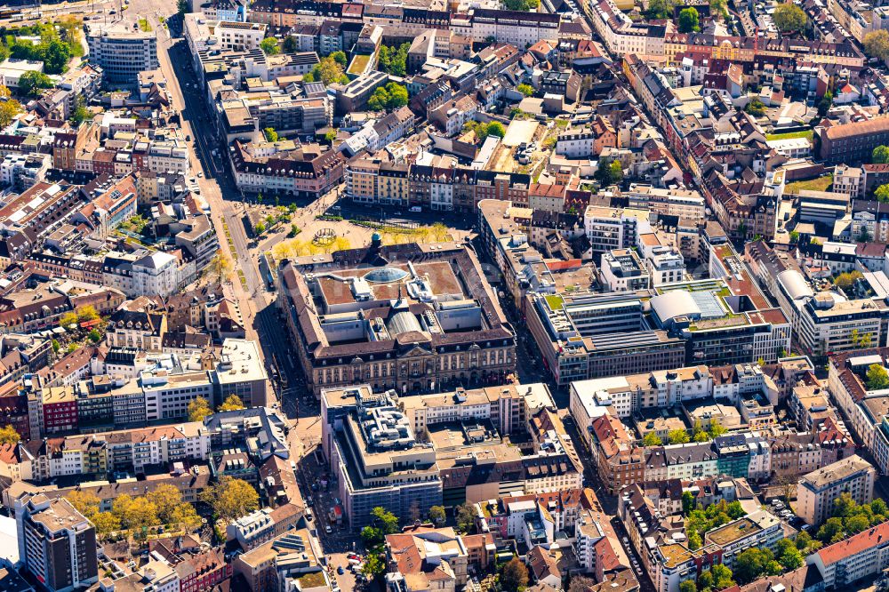 Karlsruhe from above - The city center in the downtown area in Karlsruhe in the state Baden-Wuerttemberg, Germany