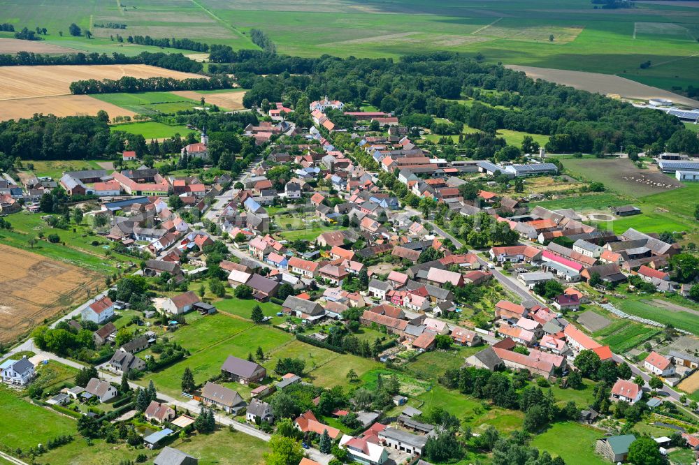 Karow from above - The city center in the downtown area in Karow in the state Saxony-Anhalt, Germany