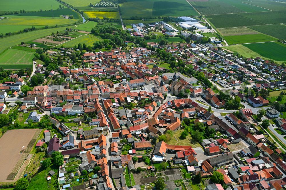 Aerial photograph Kindelbrück - The city center in the downtown area in Kindelbrück in the state Thuringia, Germany