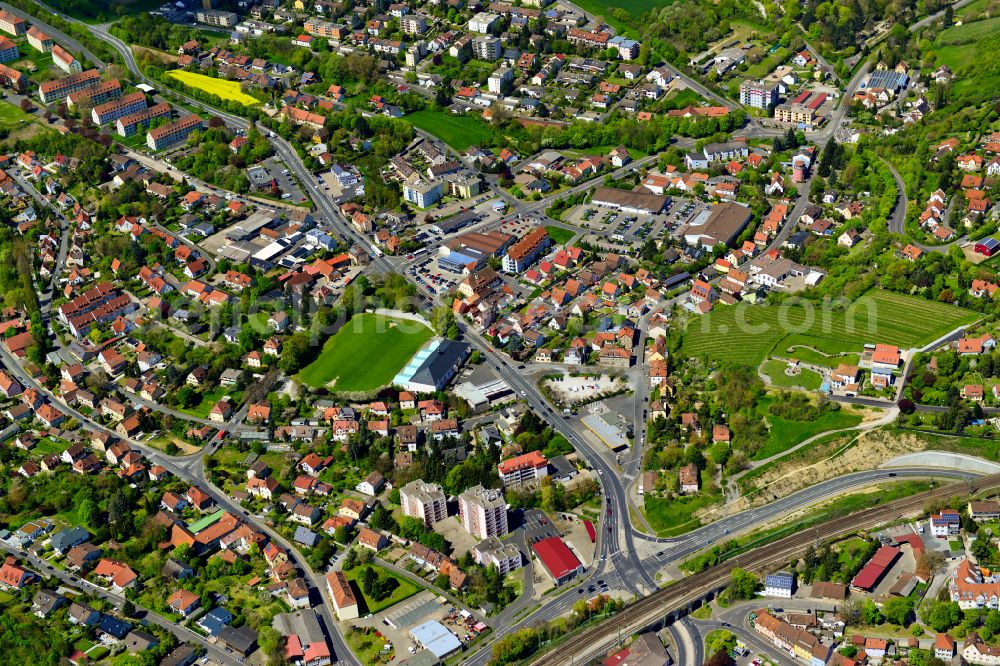 Aerial image Kitzingen - The city center in the downtown area in Kitzingen in the state Bavaria, Germany