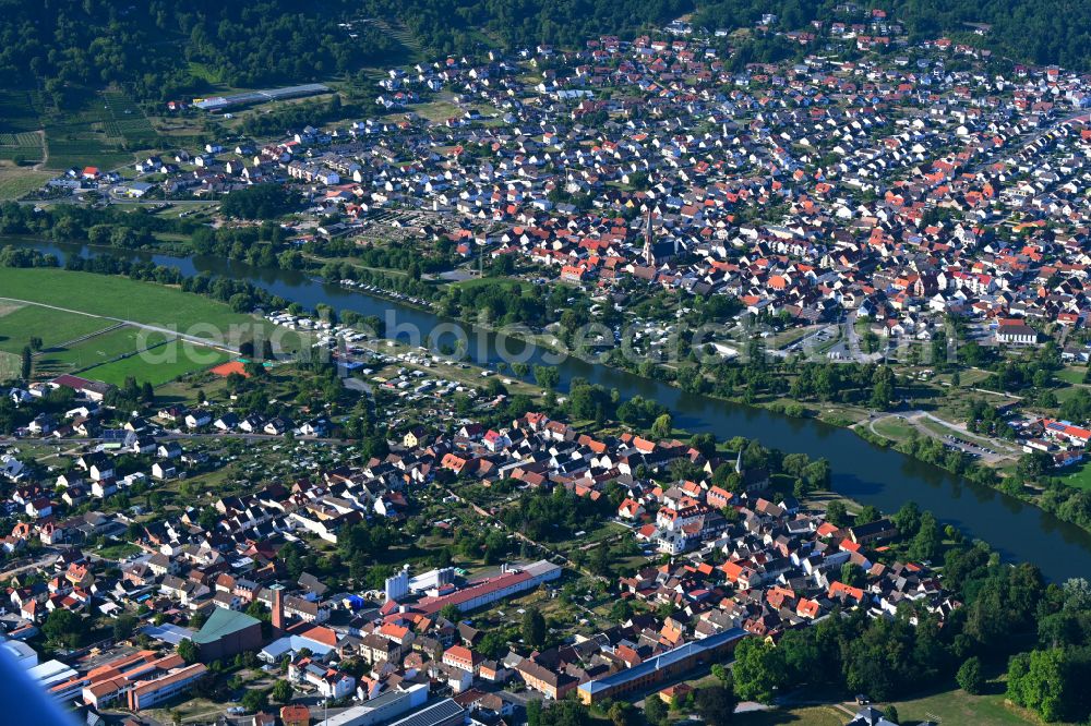 Kleinheubach from above - The city center in the downtown area in Kleinheubach in the state Bavaria, Germany