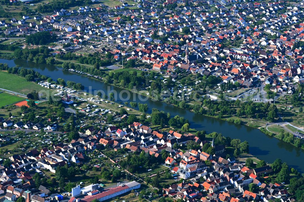 Kleinheubach from the bird's eye view: The city center in the downtown area in Kleinheubach in the state Bavaria, Germany