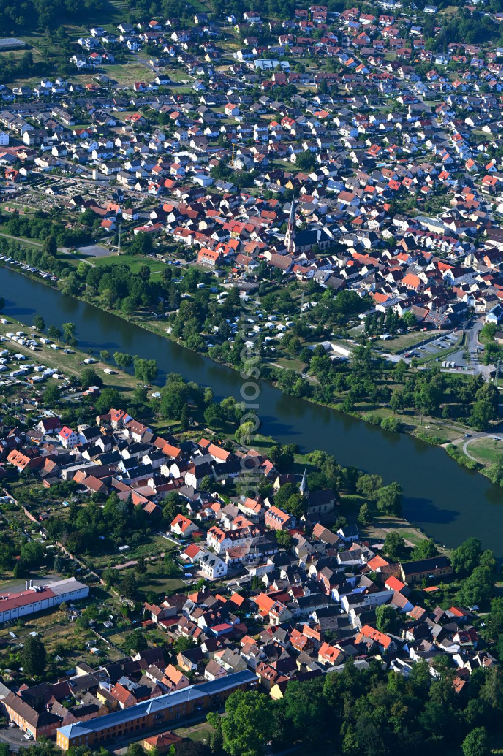 Aerial photograph Kleinheubach - The city center in the downtown area in Kleinheubach in the state Bavaria, Germany