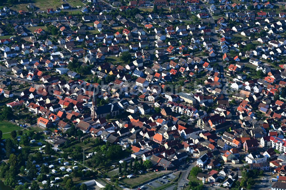 Kleinheubach from above - The city center in the downtown area in Kleinheubach in the state Bavaria, Germany