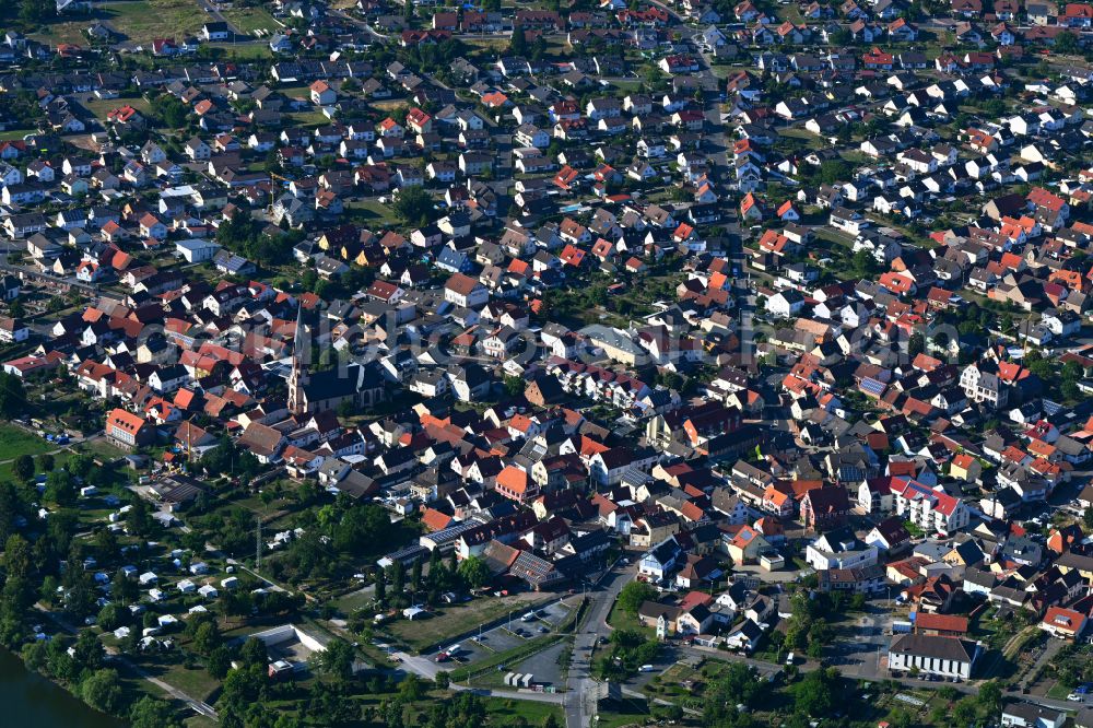 Kleinheubach from the bird's eye view: The city center in the downtown area in Kleinheubach in the state Bavaria, Germany