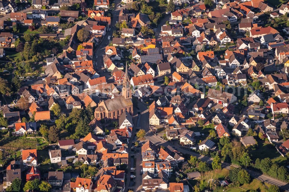 Aerial photograph Köndringen - The city center in the downtown area on street B3 in Koendringen in the state Baden-Wuerttemberg, Germany