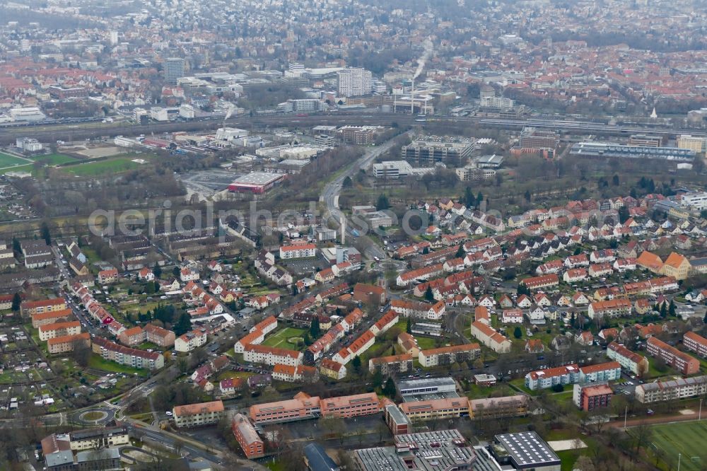 Göttingen from above - The city center in the downtown area Koenigsallee in Goettingen in the state Lower Saxony, Germany