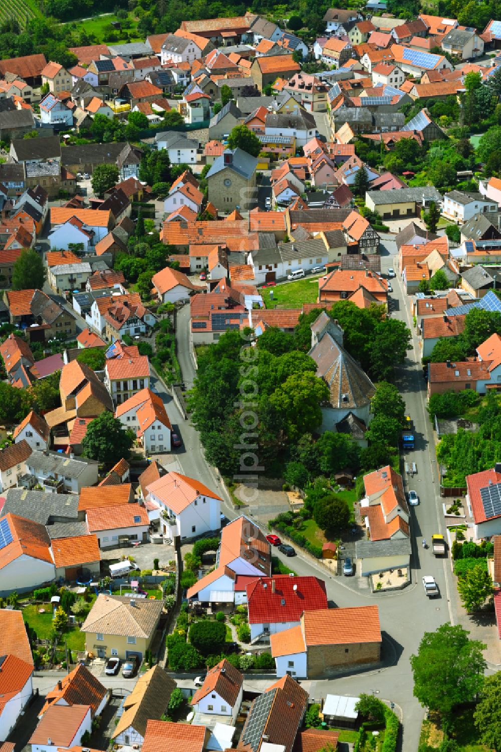 Kolonie from above - The city center in the downtown area in Kolonie in the state Rhineland-Palatinate, Germany