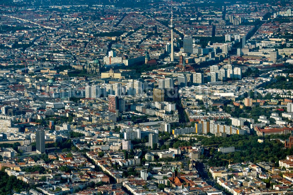 Aerial image Berlin - The city center in the downtown area in the district Kreuzberg - Mitte in Berlin, Germany