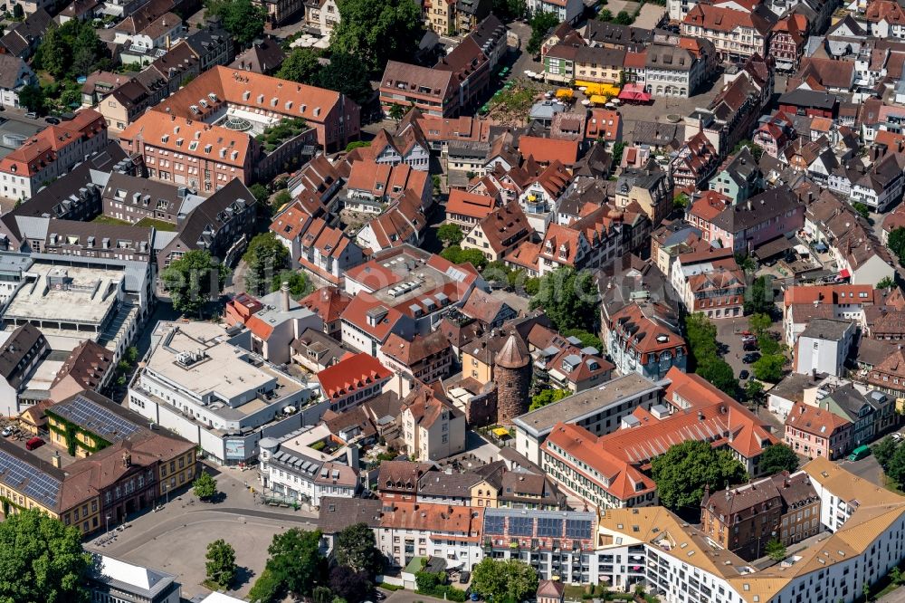 Lahr/Schwarzwald from above - The city center in the downtown area in Lahr/Schwarzwald in the state Baden-Wuerttemberg, Germany