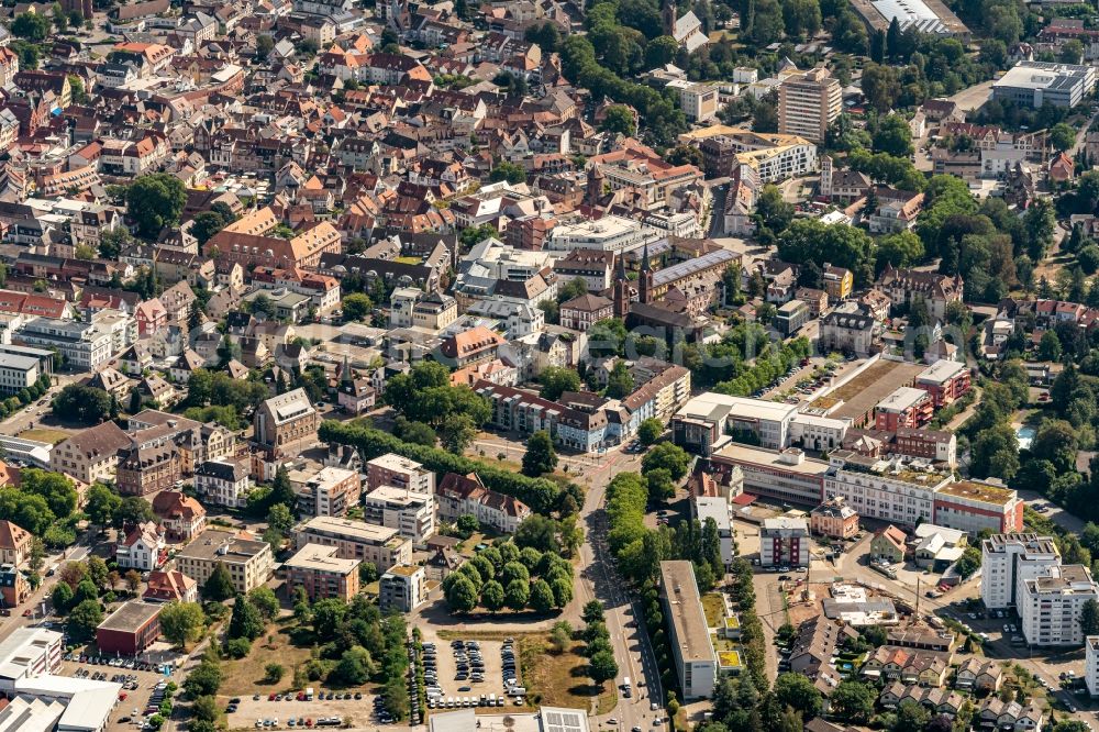 Aerial image Lahr/Schwarzwald - The city center in the downtown area in Lahr/Schwarzwald in the state Baden-Wuerttemberg, Germany