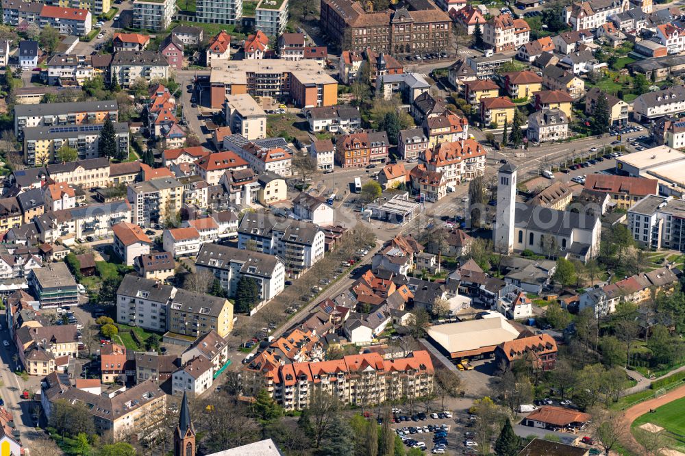 Aerial photograph Lahr/Schwarzwald - The city center in the downtown area in Lahr/Schwarzwald in the state Baden-Wuerttemberg, Germany