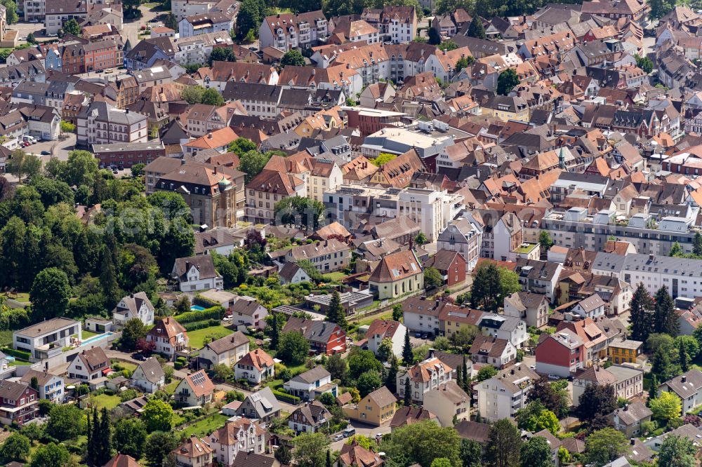 Aerial image Lahr/Schwarzwald - The city center in the downtown area in Lahr/Schwarzwald in the state Baden-Wuerttemberg, Germany