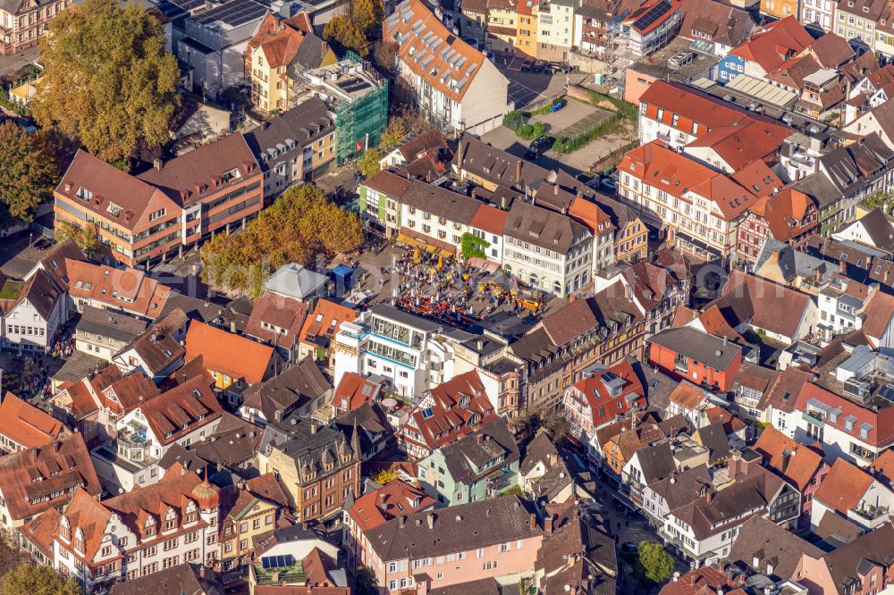 Aerial image Lahr/Schwarzwald - The city center in the downtown area in Lahr/Schwarzwald in the state Baden-Wuerttemberg, Germany