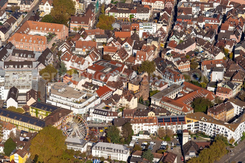 Lahr/Schwarzwald from above - The city center in the downtown area in Lahr/Schwarzwald in the state Baden-Wuerttemberg, Germany