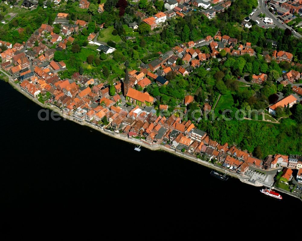 Aerial photograph Lauenburg/Elbe - The city center in the downtown area in Lauenburg/Elbe in the state Schleswig-Holstein, Germany