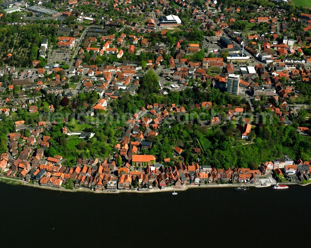 Lauenburg/Elbe from above - The city center in the downtown area in Lauenburg/Elbe in the state Schleswig-Holstein, Germany